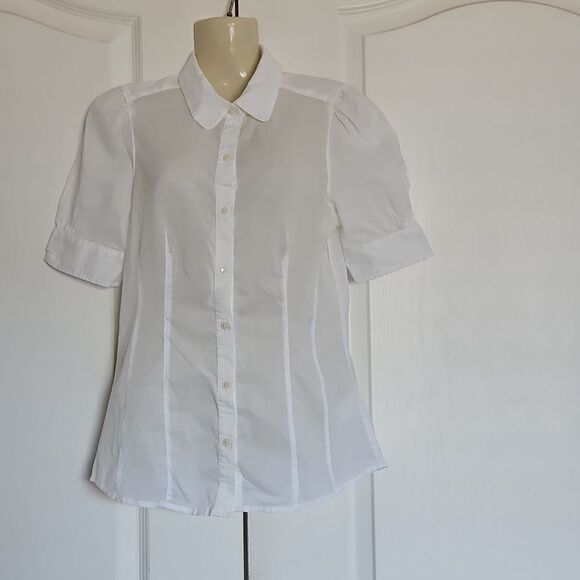 Jocob Connexion Tops - Jacob Connexion Women's Short Sleeves Button-Down Cotton Shirt White XS